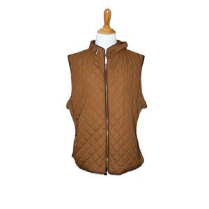 Palomares Fashions Brown Quilt Zip Buckle-Neck Vest Equine Size 3X Womens